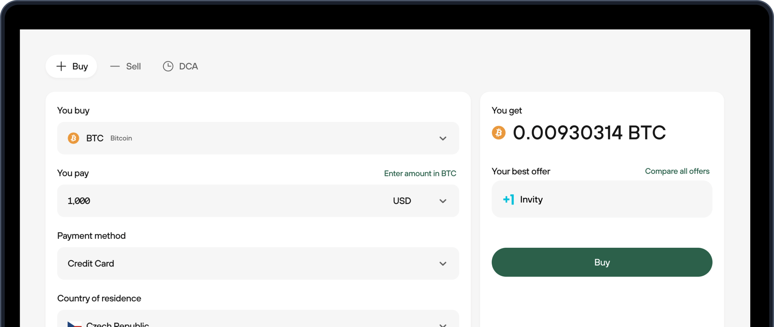 How to buy and sell Bitcoin in Trezor Suite app